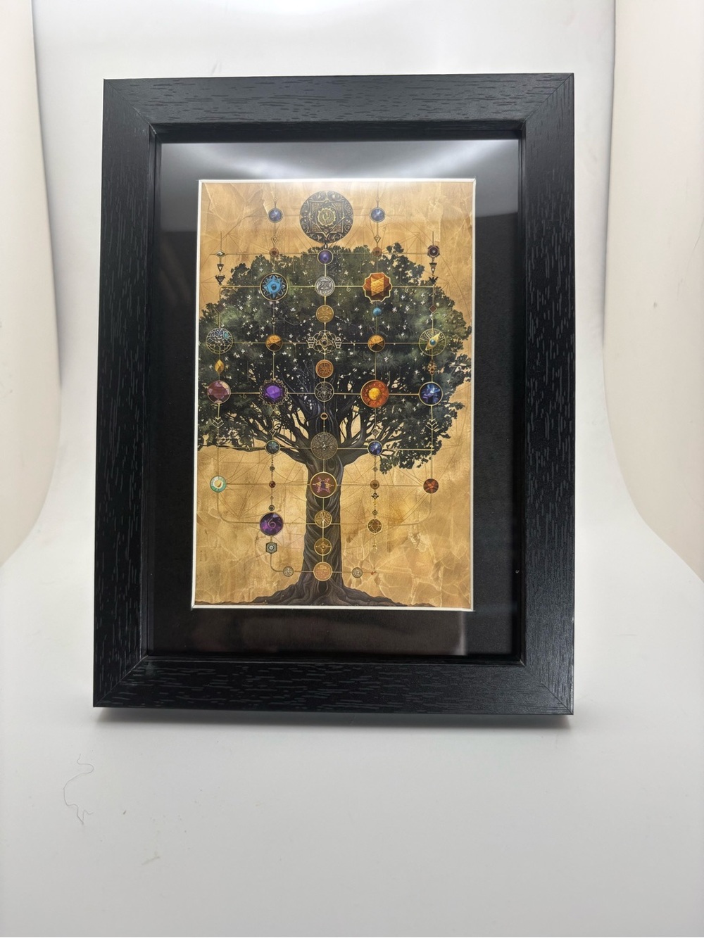 Celestial Tree of Life Art Print – Framed 5x7 Sacred Geometry Decor